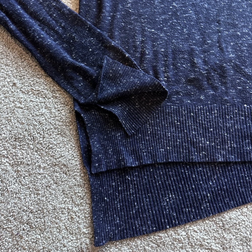 Rag & Bone/Knit Scoop Neck Lightweight, Dk Blue Marled Low-High, Side Split, S - Picture 10 of 11
